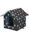 VARMTOR Cat Houses for Outdoor Cats Insulated, Feral Cats House, Weatherproof Warm and Insulated Cat House with Transparent Curtain Pet House, Stray Cats Shelter (Black, Medium-Houses)