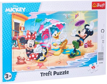Puzzles - "15 Frame" - Play On The Beach/Disney Standard Characters