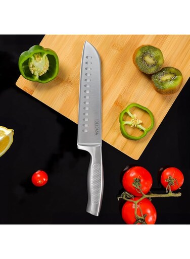 Delcasa DC3194 Santoku Knife, 7-Inch Size, Silver