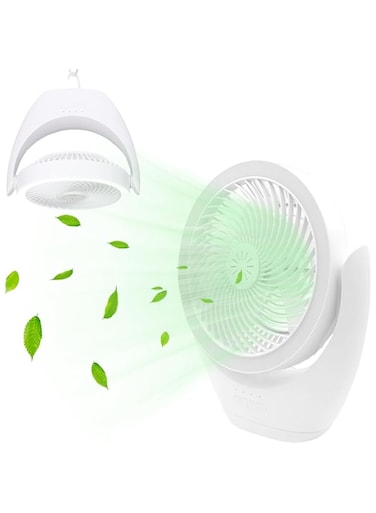 BOYKIM Desk Fan with Led Light and Hook for Makeup,3 Speeds 120&deg; Adjustable Tilt USB Rechargeable Battery Operated Portable Fan Outdoor Travel Office Camping Tent