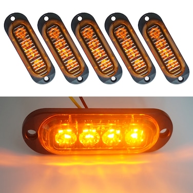 5 PCS MK-087 Car / Truck 4LEDs Side Marker Indicator Lights Bulb Lamp &ndash; Yellow Light, MK-087(Yellow Light)