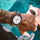 D21 Men Wooden Strap Stainless Steel Luminous Waterproof Watch &ndash; White
