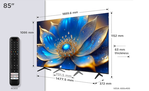 TCL 85-Inch P7K QLED 4K UHD Smart TV   Google TV, 60Hz, HDR10+, Dolby Vision &amp; Atmos, AiPQ Processor, Game Master, DTS Virtual:X, Slim Uni-body (85P7K - 2025 Model)