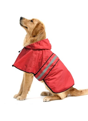 Ezierfy Reflective Dog Raincoat - Adjustable Hooded Pet Rain Coat Jacket, Waterproof Dog Slicker Poncho for Small to X- Large Dogs and Puppies (Red, X-Large)