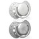 Lovi Dynamic Harmony Boy Collection Soother For 6-18 Months , Baby Dummies With Silicone Teat , Dynamic Tip , Contoured Shield , Hygienic Cover , Grey, 2 Pieces