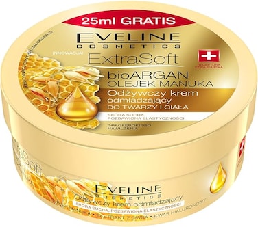 Eveline Soft Bioargan Manuka Oil Face &amp; Body Cream - Hydrating and Nourishing Moisturizer with Bioargan Oil and Manuka Oil - 175ml