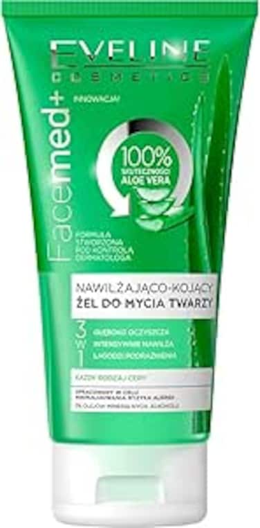 Eveline Facemed and Moist and Soothe Face Wash Gel with Aloe for Hydrated and Calm Skin - 150 ml