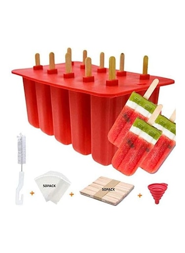10 Pieces Homemade Ice Pop Molds Red
