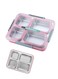 Stainless Steel Bento Lunch Box for Kids and Adults Leakproof Food Containers with 4 Compartments Reusable Airtight Lunch Container for School Office, Pink 1.8L