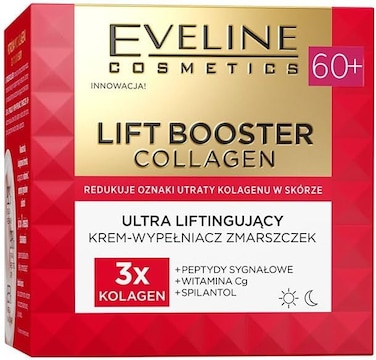 Eveline Cosmetics Lift Booster Collagen 60+ Ultra Firming Wrinkle Filler Cream, 50ml, To Reduces Signs Of Collagen Loss In The Skin