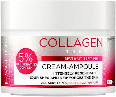 Eveline Cosmetics Collagen Therapy Day &amp; Night Cream Ampoule, 50ml, Intensely Regenerates Nourishes &amp; Reinforces The Skin, For All Skin Type Specially Mature Skin