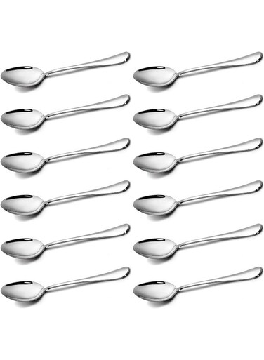 12 Pieces Teaspoons Set (6.2 Inch), Spoons Silverware, Stainless Steel Tea Spoons, Small Spoons, Mirror Polished Teaspoon, Dessert Spoons For Home, Kitchen, Restaurant, Dishwasher Safe