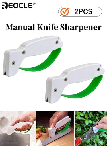 2pcs Portable Manual Knife Sharpener Ergonomic Handle Sturdy Structure Tool Maintenance Suitable for Knives Axes Small Pocket Knives Gardening Tools