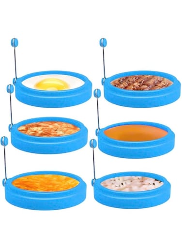 Beibi Silicone Egg Ring, fried egg ring mold, round non-stick silicone egg ring pancake mold, perfect fried egg mold, pancake ring. Kitchen baking household items (6 pieces)