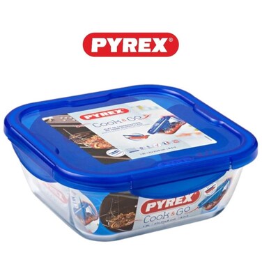 Pyrex Cook&amp;Go 1.5L Square Storage Dish with Airtight Lid - Versatile Freezer-to-Oven Solution