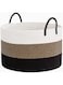 HiChen Large Woven Rope Basket With Handles, Blanket Basket Living Room, Baby Toy Nursery Storage Basket, Large Round Laundry Basket, 21.7 x 13.8 inches, 83L