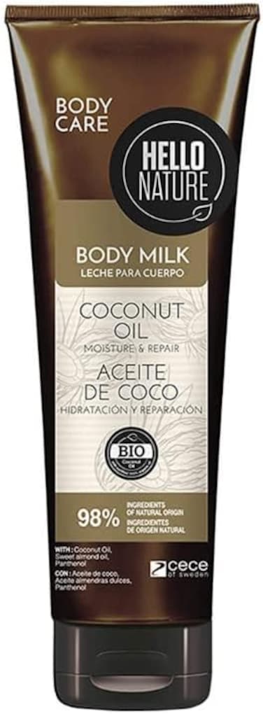 Hello Nature Coconut Oil Body Milk, To Moisture &amp; Repair Skin Deeply, Restores Elasticity &amp; Healthy Radiance, 250ml