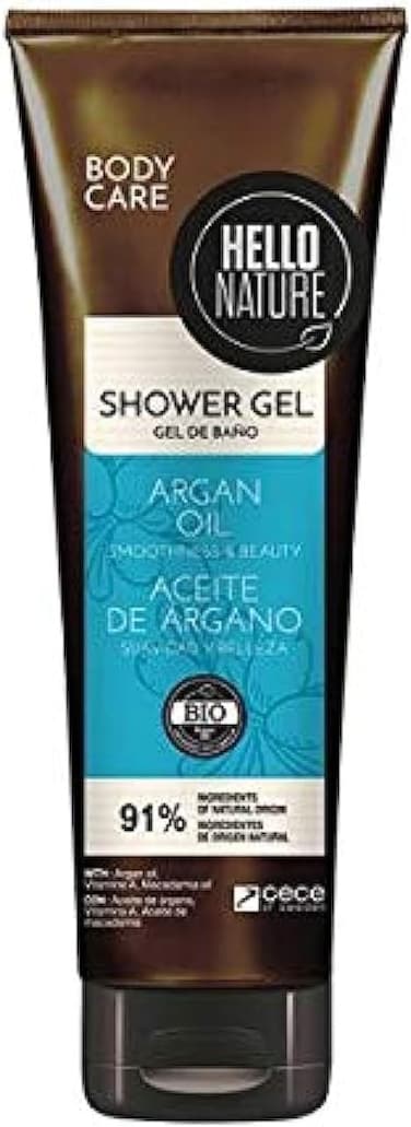 Hello Nature Argan Oil Shower Gel, Gives A Sense Of Hydration, Improves Skin Condition &amp; Elasticity, 250ml