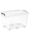 Cosmoplast 132L Clear Plastic Storage Box With Wheels &amp; Lockable Lid, Transparent
