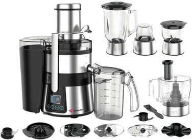 MEBASHI 11-in-1 Digital Juicer &amp; Blender, 1.5 L,(800W) Black Steel (ME-JB2010SS)