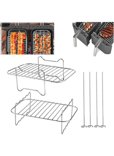Generic 2 Pack Air Fryer Rack Air Fryer Accessories Compatible with Ninja Food Dual Zone Air Fryer [AF300UK] [AF400UK] 304 Stainless Steel