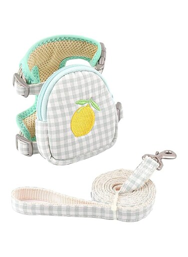 Aputue Cat Harness and Leash Set, Breathable and Lightweight Pet Backpack Harness with Leash, Suitable for Doggie Outdoor Travel Hiking, Cute Fruit Print Mesh Detachable Puppy Harness