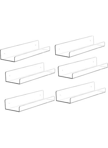 Rose Acrylic - Wall Shelf Kids Bookshelf 24 Inch, Floating Wall Ledge Shelf, Clear Invisible Spice Rack, Makeup Organizer, Bathroom Storage Shelves Display Organizer, Toy, Picture (15 inch-Pack of 4)