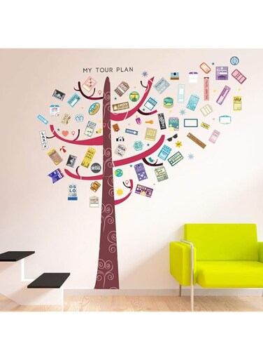 Walplus "Colourful Tree Hook Luggage Labels" Home Restaurant Decoration DIY Living Bedroom Removable Self-Adhesive Wall Stickers Art Decals Office D&eacute;cor, Red, 160 x 180 cm