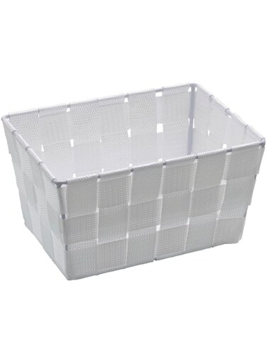 WENKO Storage basket Adria Mini Long White - bathroom basket, Polypropylene, 19 x 9 x 14 cm, White