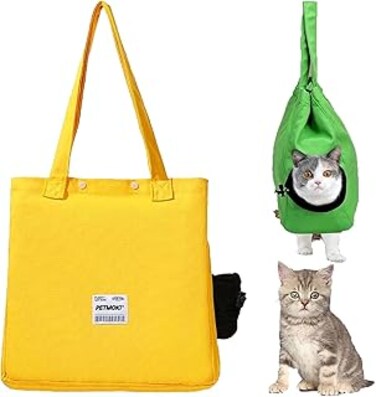 OuYanna Petmoki Cat Tote Bag Carrier, Petmoki Cat Tote Bag, Petmoki Cat Travel Tote, Petmoki Cat Walking Bag, Multifunctional cat Walking, cat Backpack (Yellow 1PCS)