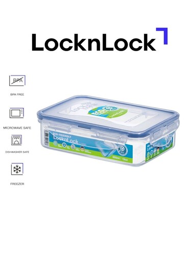 &amp; LOCK LocknLock 550ml Rectangular Airtight Food Storage Container - BPA-Free, Microwave, Freezer, and Dishwasher Safe