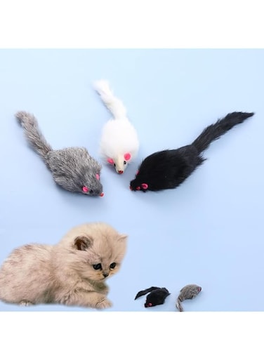 3pcs Cat Toys Fluffy Stuffed Animals Plush Toys Interactive Cat Scrump Plush Cat Mouse Toy Cat Mice Cat Teaser Mouse Bite Pet Supplies