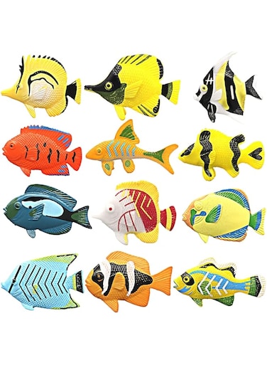 MAKINGTEC Tropical Fish Toys Set, Model Plastic Cute Simulation Marine Organism Model Educational Toys for Kids Learning Educational Toy Party Favors Boys, Girls, Kids (12 Pcs)