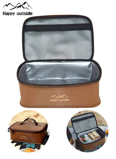 outside Large Thermal Insulated Lunch Bag &acirc;&euro;&ldquo; Khaki 30&Atilde;&mdash;20&Atilde;&mdash;10 cm, Portable Food Storage Tote for Office, School, Picnic &amp; Travel, Waterproof, Easy to Clean, Keeps Food Fresh &amp; Warm, Ideal for Men &amp; Women