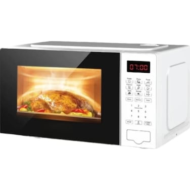 Digital Microwave Oven 20L Capacity with LED Display, Auto Cook Menu &amp; Defrost Function, White