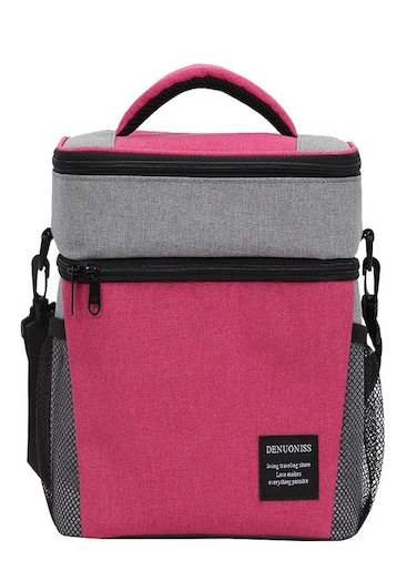 Insulated Lunch Bag with Adjustable Shoulder Straps, 8L Double Zipper Wide Open Lunch Tote, Leak Proof Cooler and Warm Insulated Hot Lunch Bag for Office Camping Hiking School Picnic Beach (Pink)