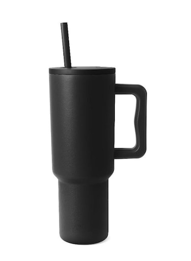 Tumbler with Straw 40 oz Cup Holder Compatible for Travel Insulated Stainless Steel Cup BPA-Free Black