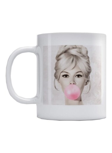 Brigitte Bardot Printed Mug White/Beige/Pink