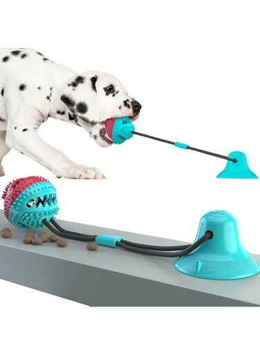 SYOSI Dog Chew Toy with Suction, Cup for Aggressive Chewers, Suction Cup Puppy Training Treats Food Dispensing Toothbrush Pet Teeth Cleaning Rope Toys Fits for Small Medium Dogs