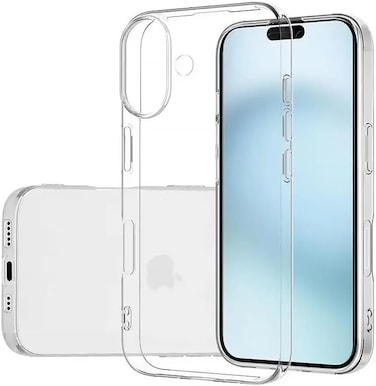Muzz Crystal Clear Case for iPhone 16, Silicone, TPU Material, Ultra Thin, Transparent (iPhone 16)