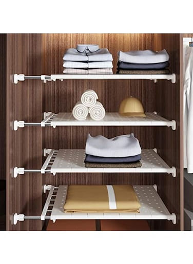 Shelves, Bedroom Kitchen Cabinet Storage Tiered Dividers, Adjustable Storage Rack Expandable Separator Shelf for Wardrobe, Cupboard, Bookcase Compartment Collecting