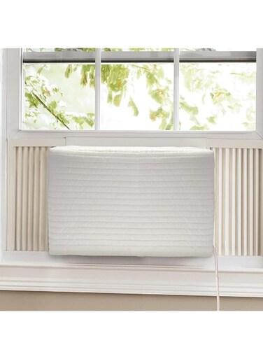 THE WHITE SHOP Window Air Conditioner Cover Indoor, Inside AC Unit Cover, Donation Double Insulation with Elastic Strap Cotton Window AC Cover for Winter (Size : L)