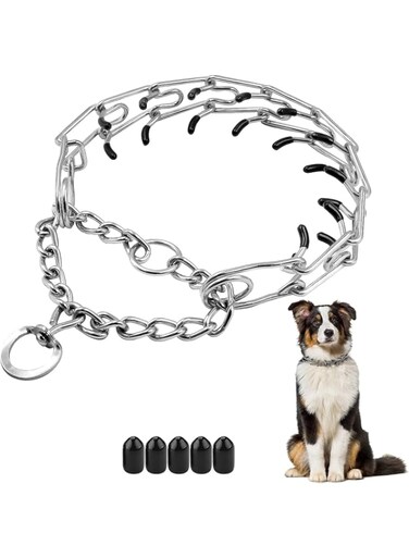 Dog Prong Collar, Adjustable Choke Collar for Dogs, Dog training collar, High-Strength Metal Collar with Comfort Rubber Tips, for Large Breeds(L)