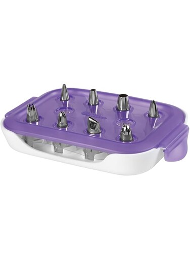 Wilton Starter Decorating And Piping Tips 9-Pieces, Silver, 2104-1369, Decorating Tip, 8-Piece