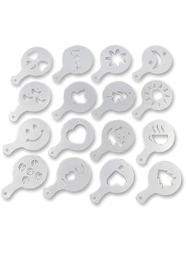 16Pcs/1Set Fancy coffee printing model thickening Coffee Latte Cappuccino Barista Art Stencils/Cake coffee foam injection Templates