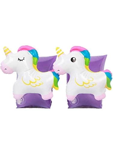 Inflatable Swim Arm Bands Water Wings Floatation Sleeves Cartoon Unicorn Swimming Rings Tube Trainers Armbands Pool Floats Toys For Kids Age 2 Years And Up