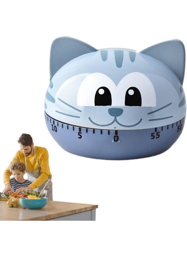 Cute Kitchen Timer, Mechanical Timer for Kids, Manual Cooking Timer, Wind Up Countdown Timer for Cooking, Reading, Sports, Study, Time Management and Desktop Decor (Cat)