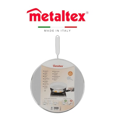 Metaltex Splatter Screen &ndash; 29cm Aluminium, Finely Perforated, with Wire Handle and Plastic Insert