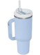 Insulated Stainless Steel Travel Mug 40oz (1200ML) with Handle, Straw &amp; Lid, Double Wall Vacuum Tumbler, Leak Resistant Coffee Cup, Car Cup Holder Friendly, Keeps Drinks Hot &amp; Cold for Travel, Office Blue