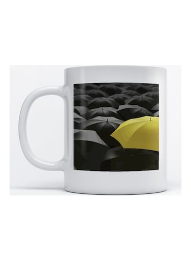 Mug Yellow Umbrella for Coffee and Tea White